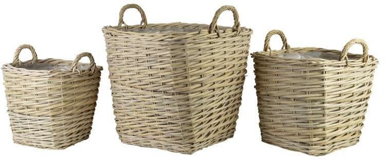 GUSTAV Komplet 3 osłonek wiklinowych45x45xh43/38x38xh34/29x29xh28cm