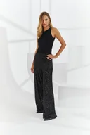 Spodnie damskie - Spodnie cekinowe Prism czarne - miniaturka - grafika 1