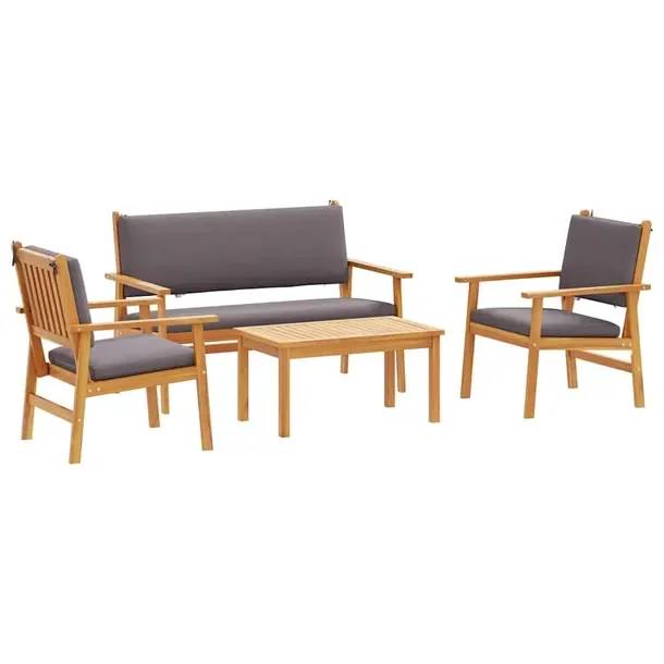 Zestaw Sof Ogrodowych z Drewna Akacjowego, 75x45x38 cm, Beżowy
