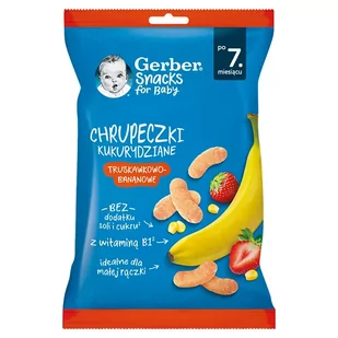 Gerber Chrupeczki kukurydziane truskawkowo-bananowe po 7.miesiącu 28 g - Desery dla dzieci - miniaturka - grafika 1