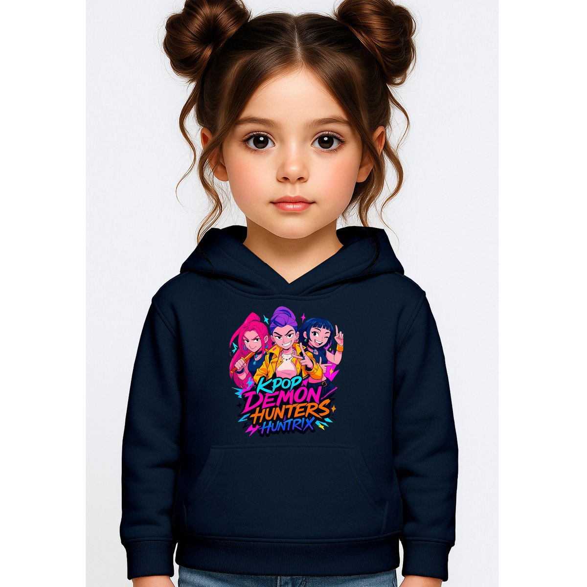 BLUZA DZIECIĘCA KPOP DEMON HUNTERS HUNTRIX 122-128 Z KAPTUREM BAWEŁNIANA