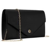 Torebki damskie - Czarna kopertówka damska wykonana ze skóry ekologicznej, jednokomorowa - Rovicky - miniaturka - grafika 1