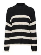 Swetry damskie - Bestseller A/S Damski sweter VMHILDA LS Highneck GA NOOS, czarne/paski: brzoza, M, Black/Stripes:birch, M - miniaturka - grafika 1