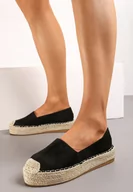 Espadryle damskie - Czarne Klasyczne Wsuwane Espadryle z Plecionką Wokół Podeszwy Gemelle - miniaturka - grafika 1