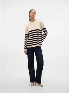 Vero Moda Sweter w kolorze beżowo-czarnym - Swetry damskie - miniaturka - grafika 1
