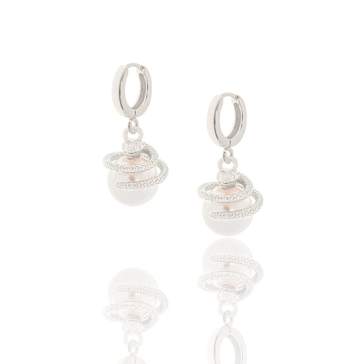 Kolczyki srebrne z perłami i wężami