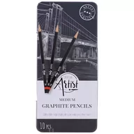 Kredki, ołówki, pastele i pisaki - Ołówki grafitowe zestaw 10 szt metalowe pudełko - miniaturka - grafika 1