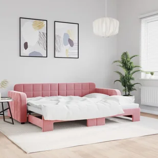 vidaXL Sofa rozsuwana, różowa, 80x200 cm, aksamit - Sofy i kanapy - miniaturka - grafika 1