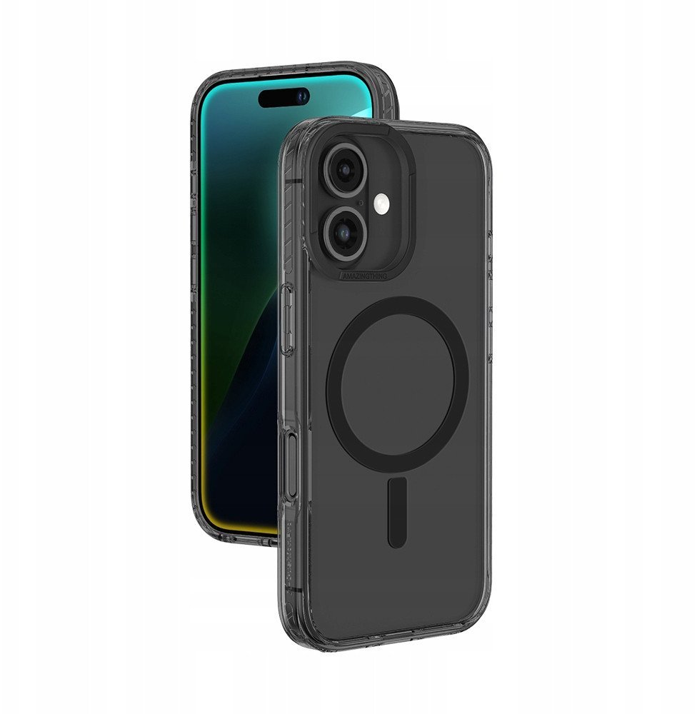 Etui silikonowe AMAZINGTHING Titan Pro Mag Case z pierścieniem magnetycznym do iPhone 16 - czarne