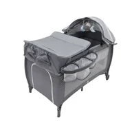 Łóżeczka i kojce - Łóżeczko dziecięce turystyczne składane dwupoziomowe przewijak max. 15kg - miniaturka - grafika 1