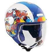 Kaski motocyklowe - CGM Kask dziecięcy junior demi jet długi daszek, 205G MAGIC COMICS, Niebieski Biały, YM (51-52cm) - miniaturka - grafika 1