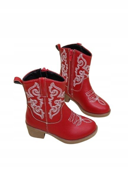 SHEIN CZERWONE BOTKI DZIECIĘCE Z HAFTEM WSUWANE 32 1HA