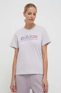 Koszulki sportowe damskie - adidas t-shirt bawełniany damski kolor fioletowy - miniaturka - grafika 1