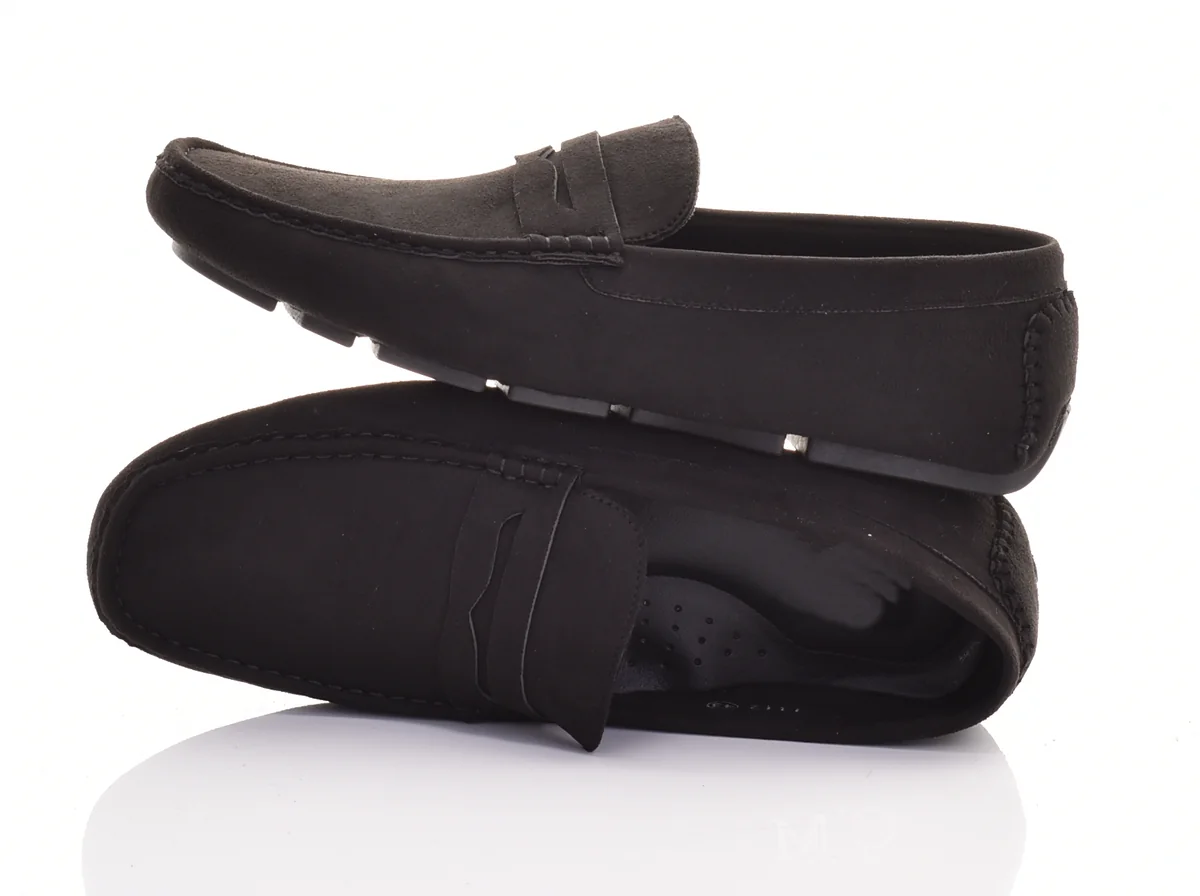 MOKASYNY MĘSKIE WSUWANE EKOZAMSZ ELEGANCKIE KLASYCZNE CASUAL CZARNE