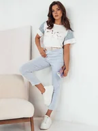 Spodnie damskie - Spodnie damskie CERET w biało-niebieskie paski Dstreet UY1999 - miniaturka - grafika 1