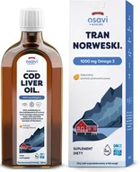 Witaminy i minerały - Osavi - Tran Norweski, 1000mg Omega 3, Pomarańcza, 250 ml - miniaturka - grafika 1