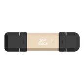 Dyski SSD - silicon power ds72 500gb usb-a usb-c 1050/850 mb/s złoty SP500GBUC3S72VPG - miniaturka - grafika 1