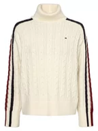 Swetry damskie - Tommy Hilfiger - Sweter damski, beżowy|niebieski|czerwony - miniaturka - grafika 1