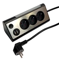 Przedłużacze i rozgałęźniki - Przedłużacz biurkowy 3-gniazdkowy + 2 USB z lampką nocną 1,4 m - miniaturka - grafika 1
