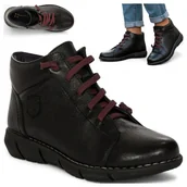 Półbuty damskie - Damskie Półbuty Maciejka SKÓRZANE Sportowe Trzewiki Sznurowane Czarne 38 - miniaturka - grafika 1