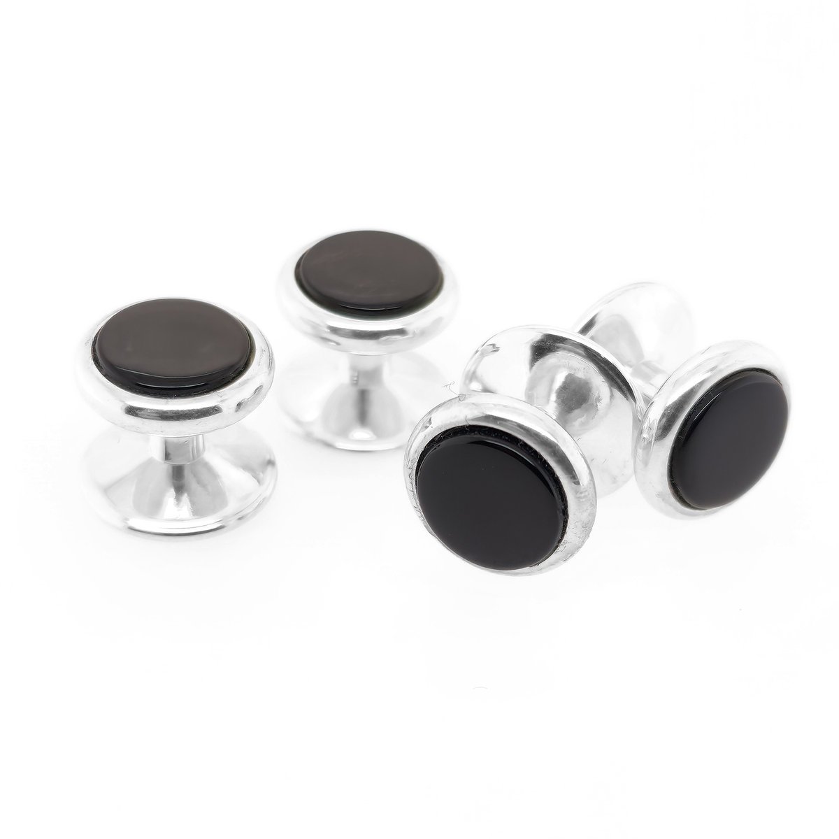 Spinki do mankietów Guziki jubilerskie do koszuli smokingowej z onyksem (G001) Srebro [925]