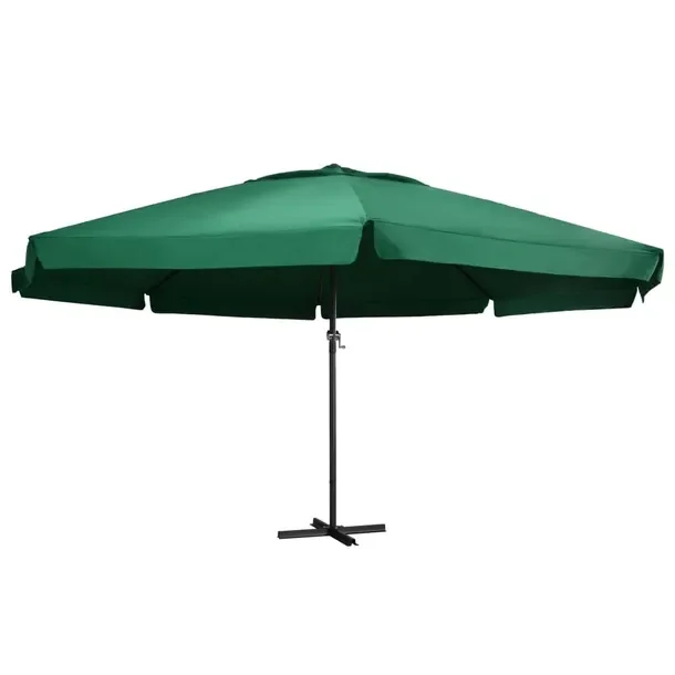 Parasol ogrodowy z mechanizmem korbowym, zielony, 600 x 330 cm, podstawa 10