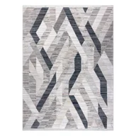 Dywany - Dywan REBEC nowoczesny frędzle 51166B Geometryczny - dwa poziomy runa granat / krem niebieski 80x150 cm - miniaturka - grafika 1