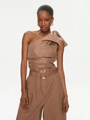 Bluzki damskie - Pinko Bluzka Nosiola 102780 Y3LE Brązowy Slim Fit - miniaturka - grafika 1