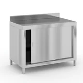Meble gastronomiczne - B2B Partner Stół ze stali nierdzewnej z przesuwnymi drzwiami, 1200x700x850 mm 434090 - miniaturka - grafika 1