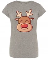 Koszulki i topy damskie - Świąteczny T-Shirt damski kolorowy Rudolf Renifer Prezent L - miniaturka - grafika 1