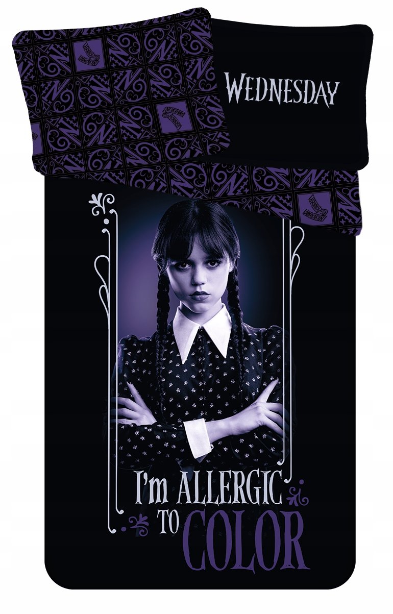 Wednesday Wensday Addams Pościel Komplet Dziecięca Młodzieżowa 140X200