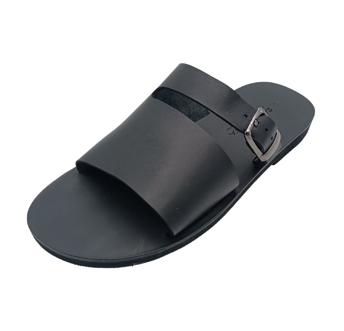 Czarne skórzane klapki męskie z klamrą SANDINISTA S4834 [Rozmiar: 42]