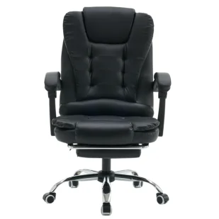 Fotel biurowy, krzesło biurowe Fotel biurowy ergonomiczny obrotowy krzesło z podnóżkiem ekoskóra czarny Comfort - Fotele i krzesła biurowe - miniaturka - grafika 1