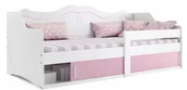 Łóżka dla dzieci i młodzieży - Biało różowe łóżko dla dziewczynki ze schowkiem A4-A62 - miniaturka - grafika 1