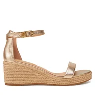 Espadryle damskie - Espadryle Tommy Hilfiger Th Metallic Mid Wedge Espadrille FW0FW08663 Złoty - miniaturka - grafika 1