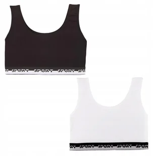 Top Biustonosz Dziewczęcy Bawełniany Czarny Biały Gładkie 2 szt. MORAJ 152 - Biustonosze - miniaturka - grafika 1