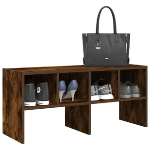 Stojak na buty, sztaplowany, przydymiony dąb, 89,5x30x40 cm Lumarko! - Pokrowce na ubrania - miniaturka - grafika 1