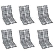 Poduszki ogrodowe - vidaXL Poduszki na krzesła ogrodowe, 6 szt., szara kratka, 100x50x7 cm - miniaturka - grafika 1