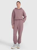 Spodnie sportowe damskie - 4F Spodnie dresowe z waflowej dzianiny damskie - brązowe M - miniaturka - grafika 1