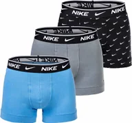 Majtki męskie - Bokserki męskie NIKE, 3-pak - kąpielówki, logo w pasie, bawełna stretch czarny/szary/niebieski S - miniaturka - grafika 1