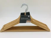 Wieszaki i stojaki - Komplet 5 wieszaków bambusowych z poprzeczką flat - miniaturka - grafika 1