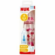 Butelki dla niemowląt - Nuk Butelka szklana z wskaźnikiem temp. 0-6m First Choice 10745121 240 ml - miniaturka - grafika 1