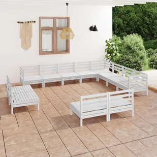 vidaXL 12-cz zestaw wypoczynkowy do ogrodu drewno sosnowe biały 3083165 - Meble ogrodowe - miniaturka - grafika 1