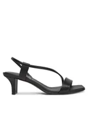 Sandały damskie - Calvin Klein Sandały Heel Sandal 50 Squared Lth HW0HW02534 Czarny - miniaturka - grafika 1