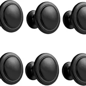 Zawiasy, okucia i inne akcesoria - Gałka do szuflady w kolorze czarnym, 6 szt., gałki meblowe, do szafek, garderoby, kuchni, pokoju dziecięcego (pojedynczy okrągły otwór) - miniaturka - grafika 1