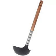 Pozostałe akcesoria kuchenne - Excellent Houseware Łyżka CHOCHLA czarna z drewnianą rączką do nalewania zupy sosu gulaszu 30 cm 259039 - miniaturka - grafika 1