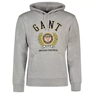 GANT Męska bluza z kapturem Crest Sweat, szary melanż, XXL - Bluzy męskie - miniaturka - grafika 1