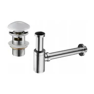 Korki do umywalek - Mexen półsyfon umywalkowy okrągły z korkiem ceramicznym klik-klak, z przelewem, chrom/biały - miniaturka - grafika 1