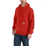 Bluzy męskie - Carhartt Męska bluza z kapturem o średnim kroju z logo Sleeve Graphic Hooded, Chili nakrapiane, XXL - miniaturka - grafika 1