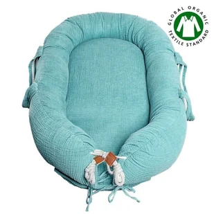 Kokon Gniazdko Dla Noworodka Z Organicznego Oddychającego Bio Muślinu Gots Newborn Nest Tiffany Hi Little One - Kokony niemowlęce - miniaturka - grafika 1